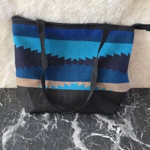 Pendleton Style Blue and Black Southwest Tote Bag